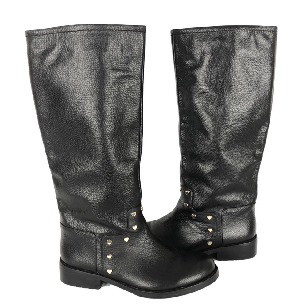 Love Moschino Size 39 EU/9 US Black Pebbled Hearts